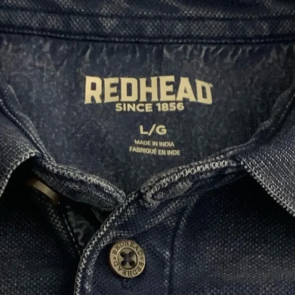 RedHead SS Dark Indigo Blue 3 Button All Cotton Polo - Picture 3 of 7